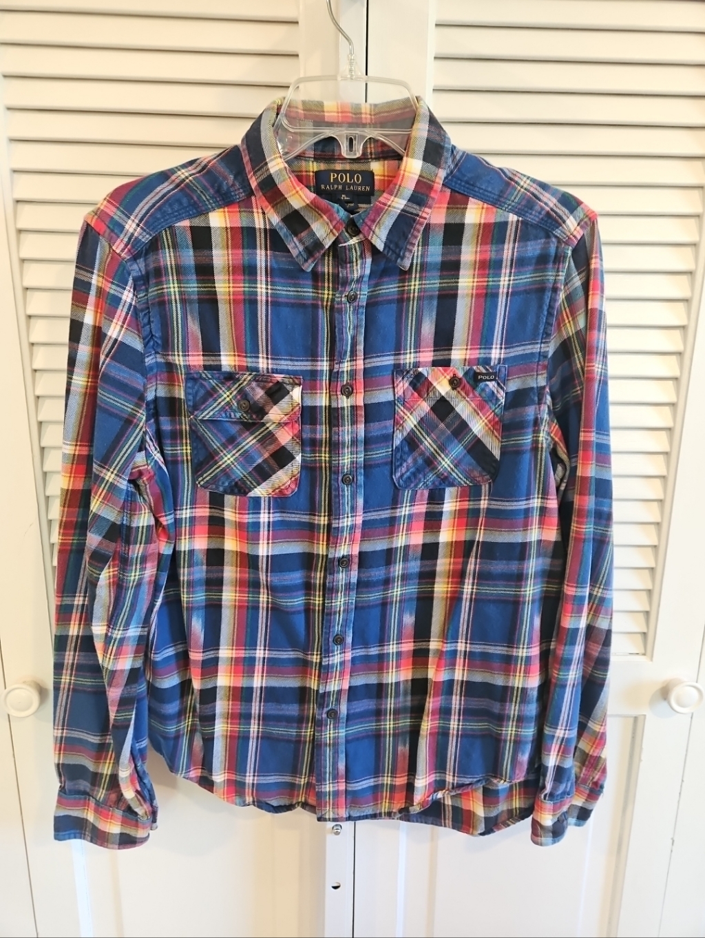 Polo Ralph Lauren Boys Xl 18-20 Plaid Oxford Shirt Button Down Long Sleeve Blue